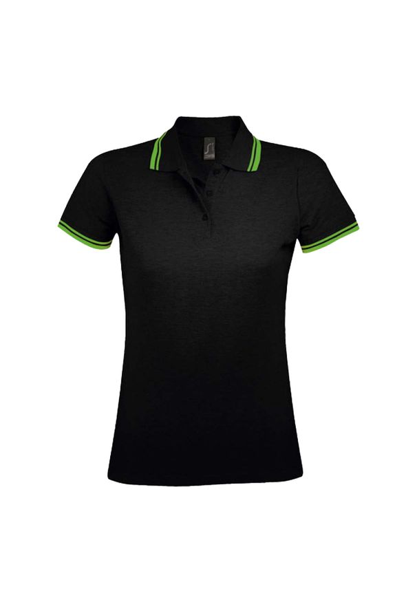 SOL'S - Damska Koszulka Polo Pasadena. Typ kołnierza: polo. Kolor: żółty, czarny, wielokolorowy, zielony