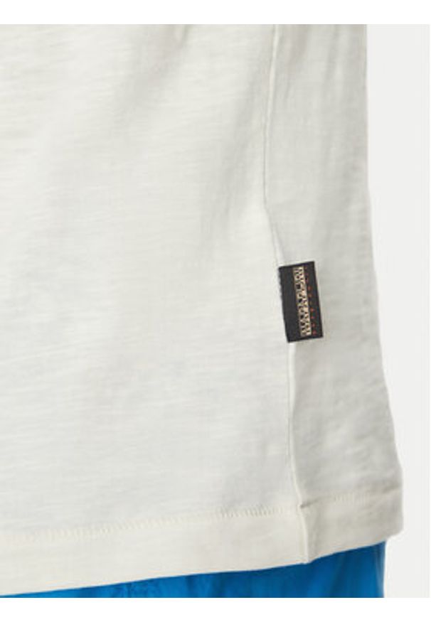 Napapijri T-Shirt S-Arbia NP0A4IE3 Écru Regular Fit. Materiał: bawełna