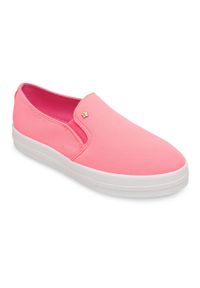 Tenisówki damskie Ideal Shoes X-2501 Różowe. Zapięcie: bez zapięcia. Kolor: różowy. Materiał: guma, tworzywo sztuczne, tkanina. Obcas: na obcasie. Wysokość obcasa: niski #5