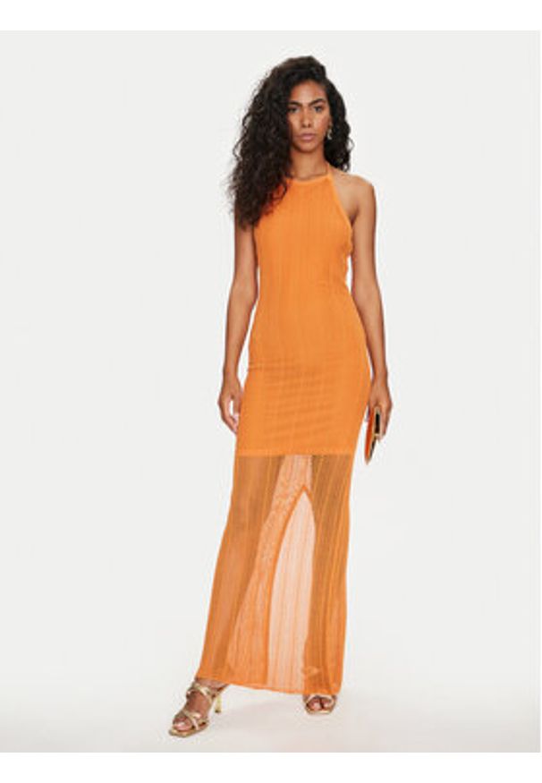 Guess Sukienka codzienna Sophie W4GK24 Z3E60 Pomarańczowy Slim Fit. Okazja: na co dzień. Kolor: pomarańczowy. Materiał: bawełna. Typ sukienki: proste. Styl: casual