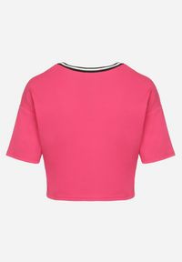 Born2be - Fuksjowy Bawełniany T-shirt z Napisem Nitanelia. Okazja: na co dzień. Kolor: różowy. Materiał: bawełna. Wzór: napisy. Styl: casual #3