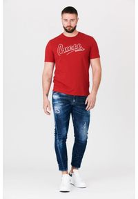 Guess - GUESS Czerwony t-shirt męski beachwear. Kolor: czerwony #4