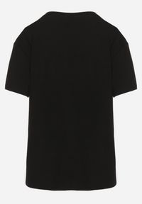 Born2be - Czarny T-shirt Bawełniany z Ozdobnym Nadrukiem na Przodzie Sagraine. Okazja: na co dzień. Kolor: czarny. Materiał: bawełna. Wzór: nadruk. Styl: casual, elegancki #4