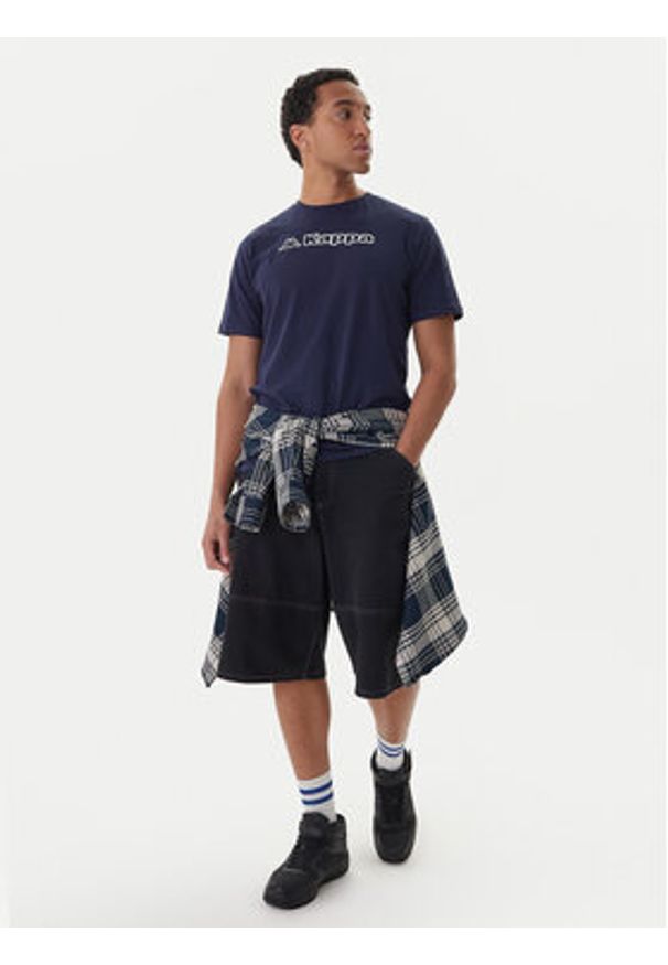 Kappa T-Shirt Feddu 311H7HW Granatowy Regular Fit. Kolor: niebieski. Materiał: bawełna