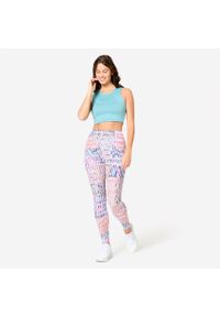 DOMYOS - Legginsy fitness damskie Domyos. Kolor: wielokolorowy. Materiał: poliester, elastan, poliamid, materiał. Sport: fitness
