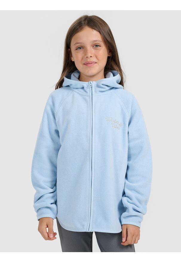 4f - 4F Polar loose z kapturem dziewczęcy - niebieski 122 (6-7 lat). Typ kołnierza: kaptur. Kolor: niebieski. Materiał: polar. Sezon: lato