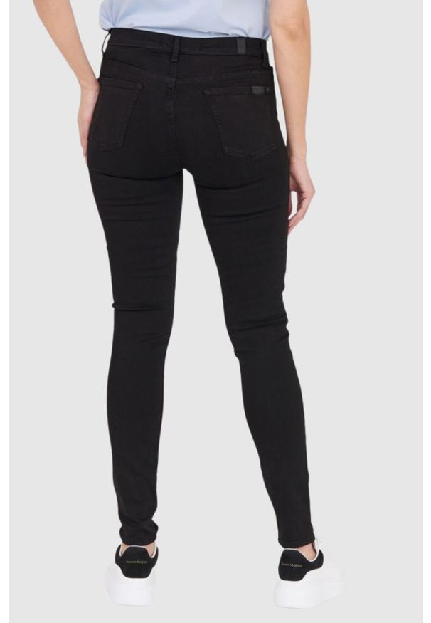 7 FOR ALL MANKIND Czarne jeansy damskie z wysokim stanem HW SKINNY SLIM ILLUSION RINSED BLACK. Stan: podwyższony. Kolor: czarny