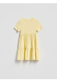 Reserved - Bawełniana sukienka - jasnożółty. Kolor: żółty. Materiał: bawełna