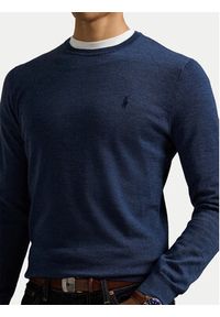 Polo Ralph Lauren Sweter 710946143006 Granatowy Slim Fit. Typ kołnierza: polo. Kolor: niebieski. Materiał: wełna
