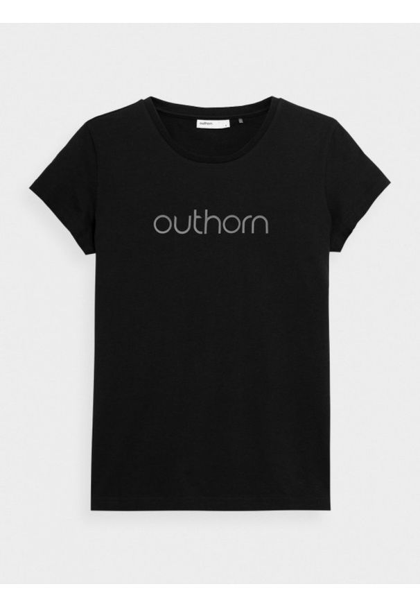 outhorn - T-shirt z nadrukiem damski. Okazja: na co dzień. Materiał: bawełna, jersey. Wzór: nadruk. Styl: casual