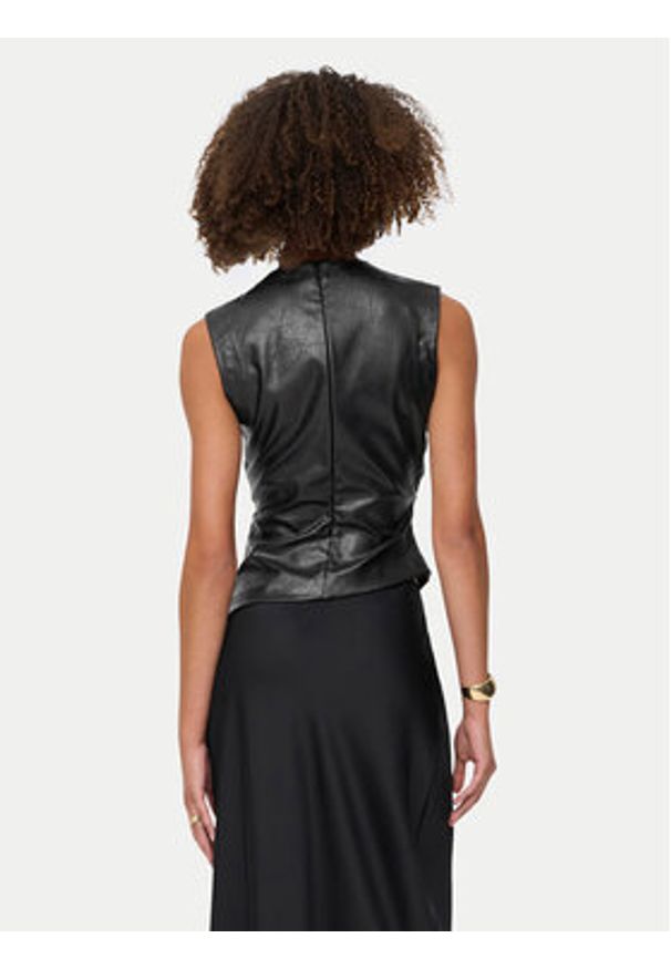 only - ONLY Bluzka Mone 15360230 Czarny Slim Fit. Kolor: czarny. Materiał: skóra