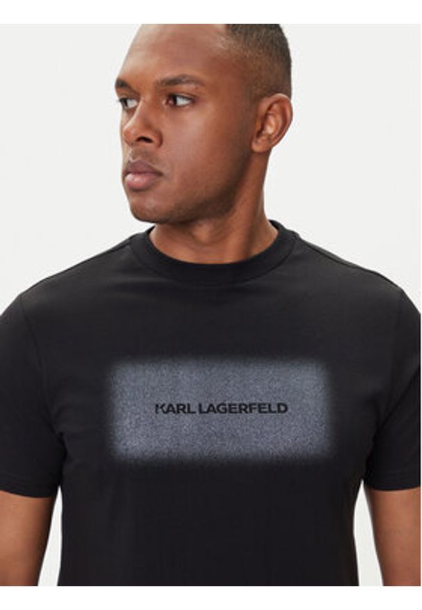 Karl Lagerfeld - KARL LAGERFELD T-Shirt 755072 554255 Czarny Regular Fit. Typ kołnierza: dekolt w karo. Kolor: czarny. Materiał: bawełna