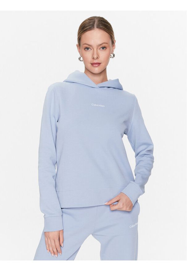 Calvin Klein Bluza Micro Logo Essential K20K205452 Błękitny Regular Fit. Kolor: niebieski. Materiał: bawełna