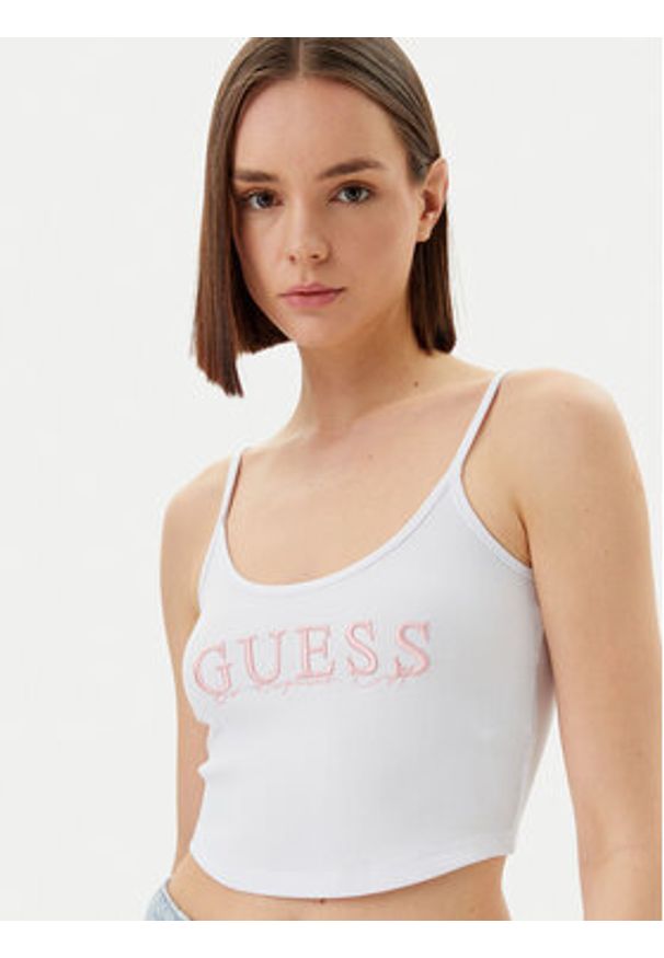 Guess Top V5GP16 K8RT2 Biały Regular Fit. Kolor: biały. Materiał: wiskoza