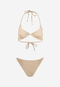 Renee - Beżowe Bikini 2-Częściowe Majtki Figi i Biustonosz Wiązany na Plecach Calix. Kolor: beżowy #5