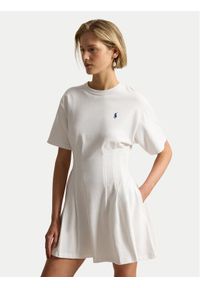 Polo Ralph Lauren Sukienka codzienna 211A96342002 Biały Slim Fit. Okazja: na co dzień. Typ kołnierza: polo. Kolor: biały. Materiał: bawełna. Typ sukienki: proste. Styl: casual #1