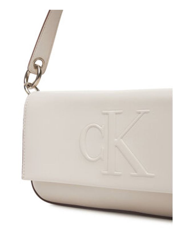 Calvin Klein Jeans Torebka Sculpted Flap Shoulder Pouch25 LV04K3148G Écru. Materiał: skórzane
