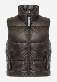 Renee - Ciemnozielona Pikowana Kamizelka z Szerokim Kołnierzem Cerissa. Kolor: zielony. Wzór: aplikacja #3