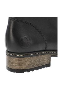 Czarne Botki Rieker Ocieplane Buty Damskie Zapinane Na Suwak. Okazja: na co dzień. Zapięcie: pasek. Kolor: czarny. Materiał: skóra. Szerokość cholewki: normalna. Styl: klasyczny, casual, elegancki #6