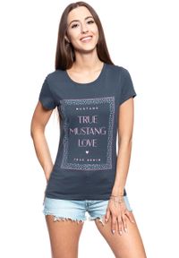 Mustang - MUSTANG T SHIRT DAMSKI Alexia C Print Blue Nights 1008973 4085. Wzór: nadruk