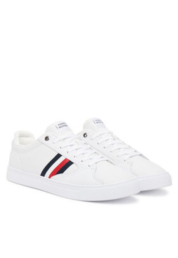 TOMMY HILFIGER - Tommy Hilfiger Sneakersy Icon Court Stripes FM0FM05628 Biały. Kolor: biały. Materiał: skóra