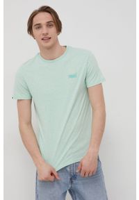 Superdry T-shirt bawełniany kolor zielony melanżowy. Okazja: na co dzień. Kolor: zielony. Materiał: bawełna. Wzór: melanż. Styl: casual #2