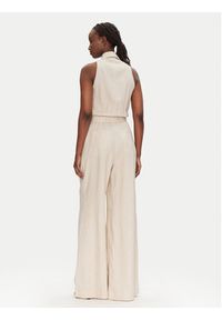 ACCESS FASHION Kombinezon 53-5500-133 Beżowy Regular Fit. Kolor: beżowy. Materiał: len