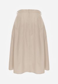Renee - Beżowa Bawełniana Spódnica o Rozkloszowanym Kroju z Plisami Nerimara. Okazja: na co dzień. Kolor: beżowy. Materiał: bawełna. Wzór: aplikacja. Sezon: lato. Styl: casual #8
