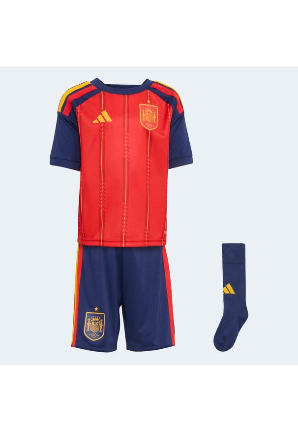 Adidas - Minizestaw piłkarski dla dzieci replika ADIDAS Hiszpania 26 domowy. Technologia: ClimaCool (Adidas). Sport: piłka nożna
