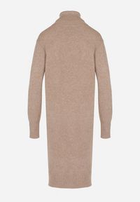 Born2be - Beżowa Dzianinowa Sukienka z Bawełną o Prostym Kroju z Golfem Tesala. Okazja: na spotkanie biznesowe, do pracy. Typ kołnierza: golf. Kolor: beżowy. Materiał: dzianina, bawełna. Wzór: jednolity. Typ sukienki: proste. Styl: klasyczny, biznesowy #5