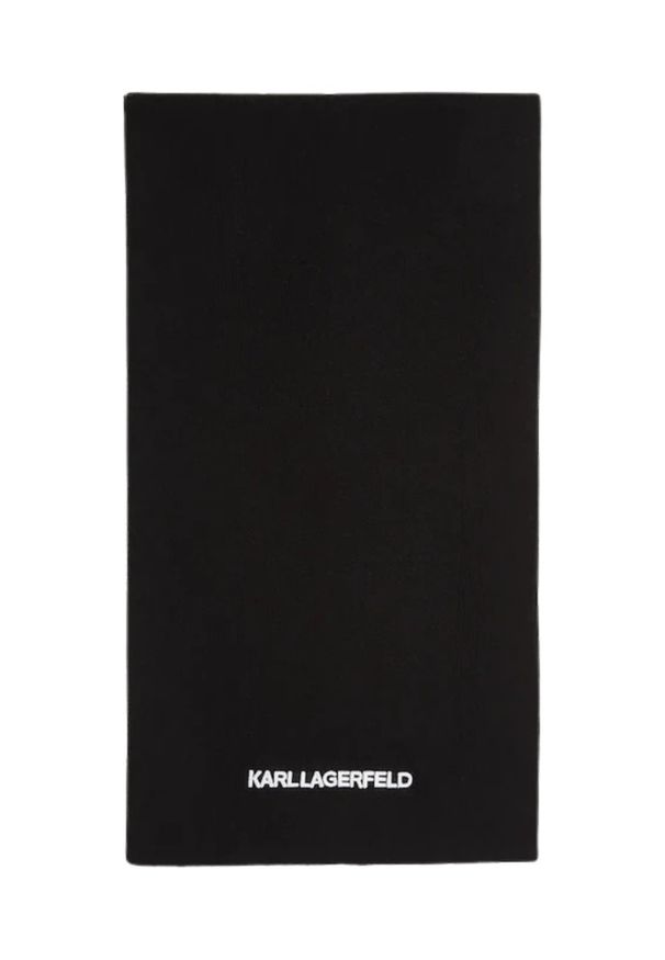 Karl Lagerfeld - KARL LAGERFELD Czarny damski szalik z haftowanym logo. Kolor: czarny. Materiał: wełna, materiał. Wzór: haft. Sezon: zima. Styl: klasyczny