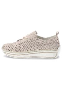 Sneakersy damskie Vinceza, ze skóry naturalnej zamszowej ażurowa cholewka sznurowanie lekka platforma casual, beżowe, 95387. Okazja: na co dzień. Zapięcie: sznurówki. Kolor: beżowy. Materiał: skóra, zamsz. Szerokość cholewki: normalna. Wzór: ażurowy. Obcas: na platformie. Styl: casual #6