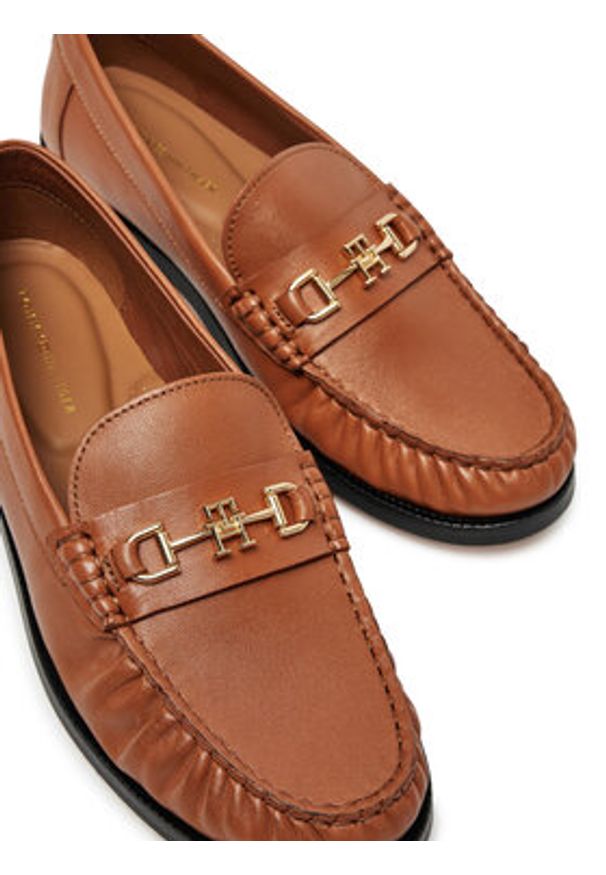 TOMMY HILFIGER - Tommy Hilfiger Mokasyny Soft Leather Horsebit Loafer FW0FW08414 Pomarańczowy. Kolor: pomarańczowy. Materiał: skóra