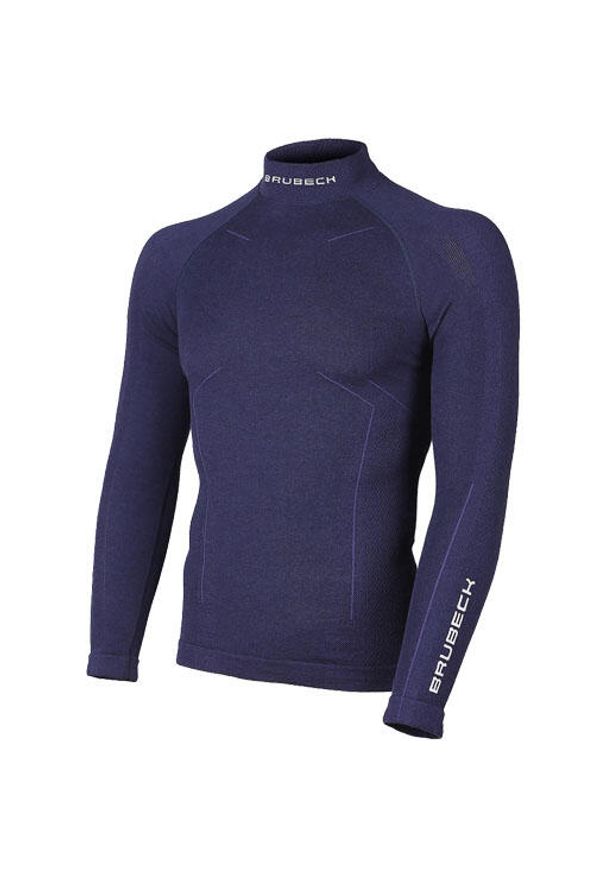 Bluza turystyczna męska Brubeck Wool Merino LS11920. Kolor: niebieski. Materiał: wełna. Sport: turystyka piesza