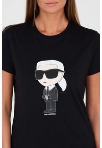 Karl Lagerfeld - KARL LAGERFELD Czarny damski t-shirt Karl, Rozmiar XS. Kolor: czarny #6