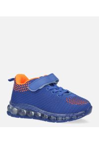 Casu - Niebieskie buty sportowe na rzep casu 918b. Zapięcie: rzepy. Kolor: niebieski, wielokolorowy, pomarańczowy #2