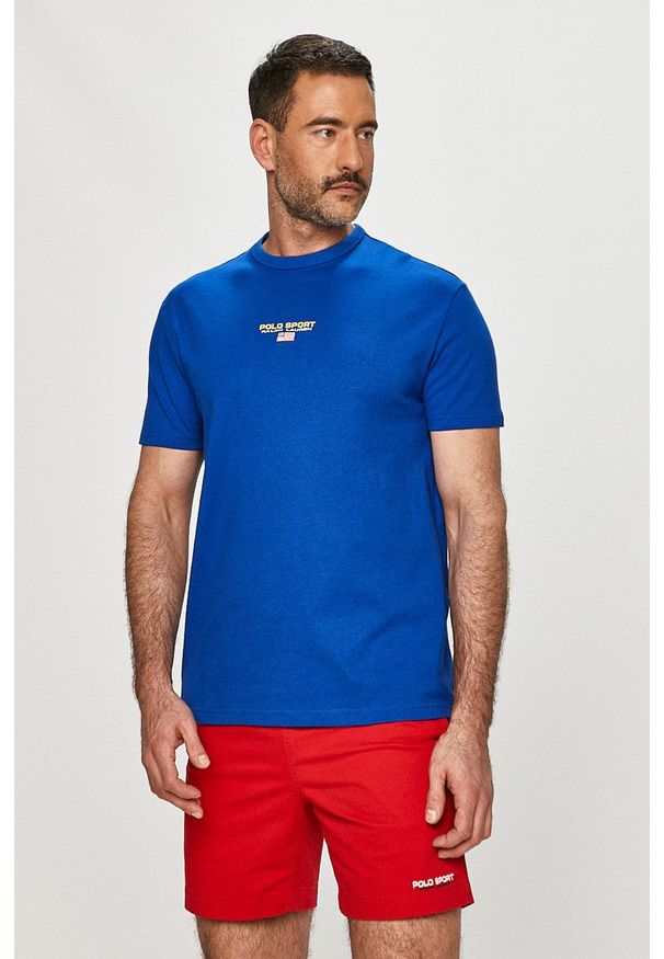 Polo Ralph Lauren - T-shirt. Okazja: na co dzień. Typ kołnierza: polo. Kolor: niebieski. Materiał: dzianina. Wzór: gładki. Styl: casual
