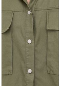 Hugo - HUGO koszula damska kolor zielony relaxed z kołnierzykiem klasycznym. Typ kołnierza: kołnierzyk klasyczny. Kolor: zielony. Materiał: tkanina. Styl: klasyczny #5