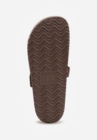 Born2be - Brązowe Casualowe Klapki na Rzep na Platformie Zdobione Imitacją Korka Malimeni. Okazja: na co dzień. Kolor: brązowy. Materiał: jeans, len. Wzór: aplikacja. Sezon: lato. Obcas: na platformie. Styl: casual #6