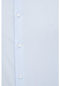 Calvin Klein koszula męska slim z kołnierzykiem klasycznym. Typ kołnierza: kołnierzyk klasyczny. Kolor: niebieski. Materiał: tkanina, bawełna. Długość rękawa: długi rękaw. Długość: długie. Wzór: gładki. Styl: klasyczny #2