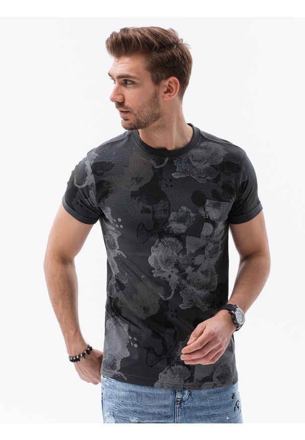 Szary t-shirt Ombre Clothing z nadrukiem