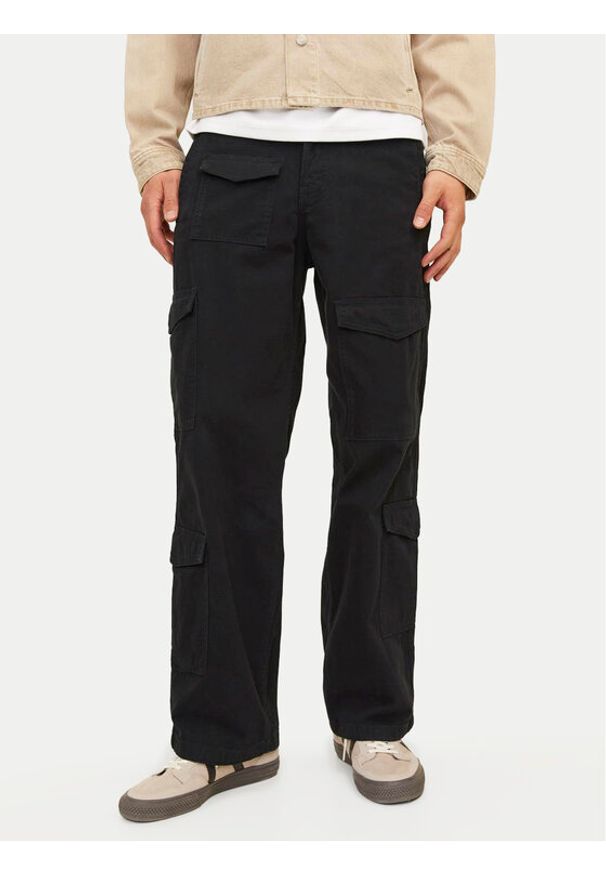 Jack & Jones Spodnie materiałowe Bill 12258307 Czarny Relaxed Fit. Kolor: czarny. Materiał: bawełna