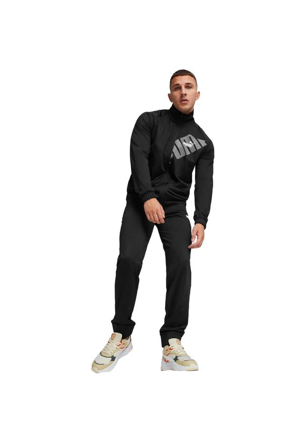 Dres Puma Power Tracksuit, Mężczyźni. Kolor: czarny. Materiał: dresówka. Sport: fitness