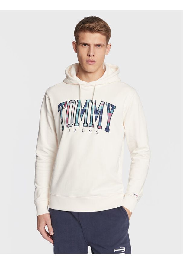 Tommy Jeans Bluza Tartan DM0DM15696 Écru Regular Fit. Kolor: biały. Materiał: bawełna