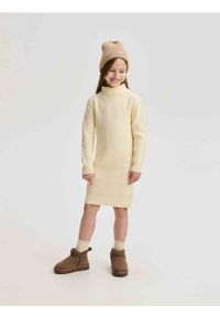 Reserved - Dzianinowa sukienka w paski - złamana biel. Materiał: dzianina. Wzór: paski #1