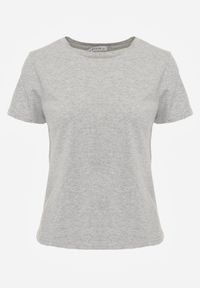 Born2be - Szary Bawełniany T-shirt w Klasycznym Stylu Nedila. Kolor: szary. Materiał: bawełna. Długość: długie. Styl: klasyczny #3