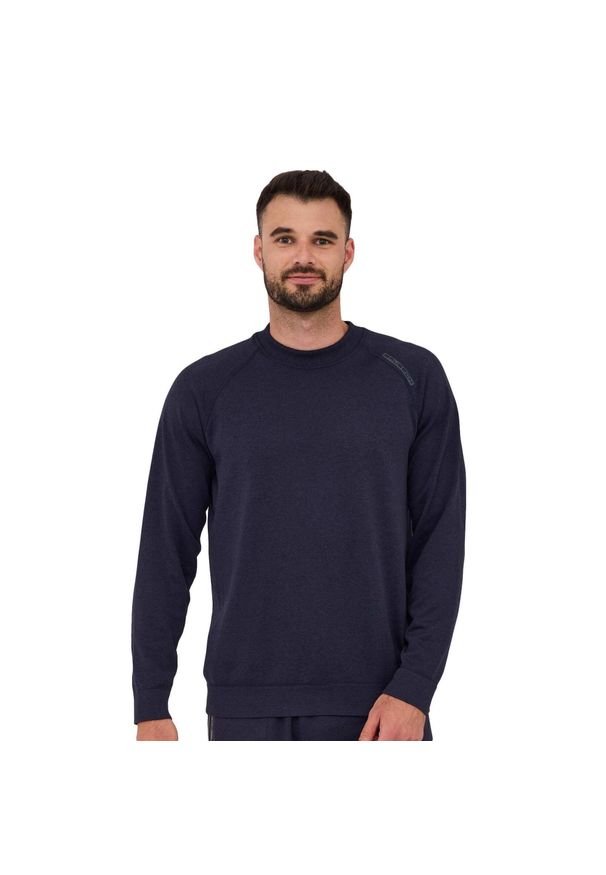 Bluza męska wełniana Brubeck OUTDOOR MERINO. Kolor: niebieski. Materiał: poliamid, elastan, poliester, wełna. Sport: outdoor