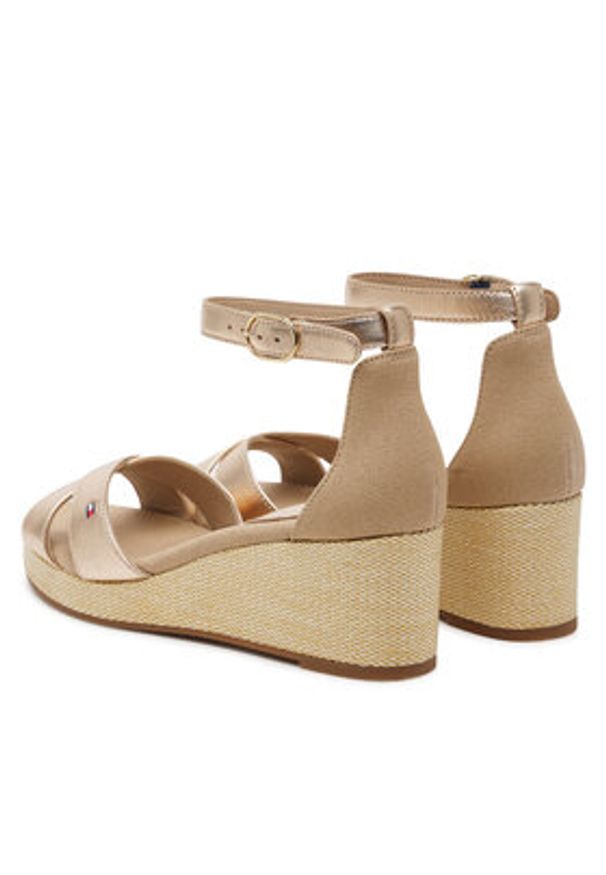 TOMMY HILFIGER - Tommy Hilfiger Sandały Flag Metallic Mid Wedge Espad FW0FW08810 Beżowy. Kolor: beżowy. Materiał: materiał