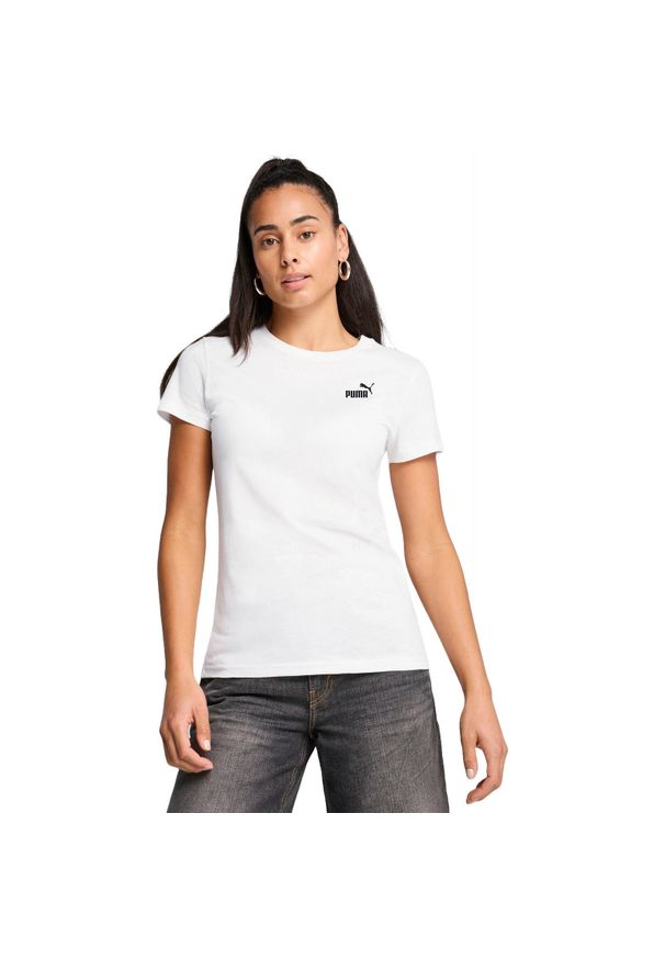 Koszulka Puma Ess Small No. 1 Logo Tee, Kobiety. Kolor: biały. Materiał: materiał, bawełna