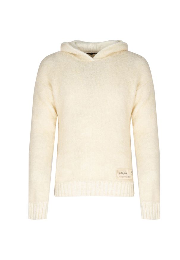 Takeshy Kurosawa Sweter "Boucle" | 83084 | Hoody Boucle | Mężczyzna | Kremowy. Okazja: na co dzień. Typ kołnierza: kaptur. Kolor: kremowy. Materiał: akryl, wełna. Wzór: aplikacja. Styl: casual